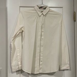 Burberry Brit Women's White Button Down with Signature plaid Cuffs & Collar